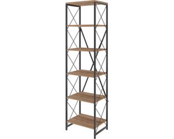 Boekenkast - Stijlvol Zwart & Eiken Design - Ruime 50x180x35cm Afmetingen - Duurzaam Melamine Materiaal