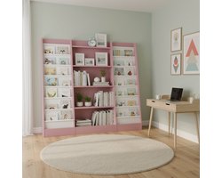 Boekenkast – Vakkenkast – Wandkast – Opbergkast – Boekenrek – Hardhouten Constructie – Vrijstaand Design – 14 Ruime Vakken – Slingervakken – Makkelijk Te Monteren – Ruimtebesparend – Zachtroze