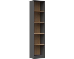 Boekenkast-Vakkenkast-Zwart + Eiken 50 cm