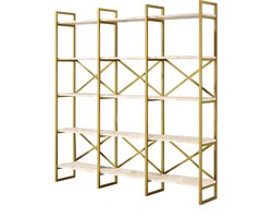 Boekenkast Valdis Marmer Wit Goud Melamine 170x175x30 cm