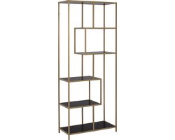 Boekenkast Varven Melamine Zwart/Goud Ash 185cm - Giga Living