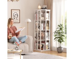 Boekenkast - Vierlaags draaibare boekenkast - Houten boekenkast - Open boekenkast - Draaibare boekenkast - Opbergkast - Geschikt voor studeerkamer, slaapkamer, woonkamer 40x40x137cm