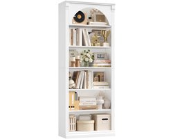 Boekenkast - Vitrinekast - Wandkast - Met Boog - Wit - Hout - 75x28x186cm