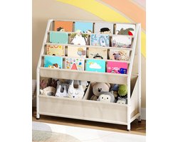 Boekenkast voor Kinderen met 4 Niveaus en Opbergruimte voor Speelgoed, Ideaal voor Kinderkamers en Tijdschriften, Geschikt voor 3-8 Jaar