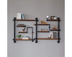 Boekenkast Wandrek 120x220x20 cm Industrieel Metaal – Zwevende Wandplank Multi-Layer Plantenrek & Opbergrek – Vintage Pipe Design – HomebyNicole