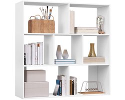 Boekenkast, wit, kubusrek, staand rek, rek met 7 open vakken, horizontaal verticaal of ondersteboven te gebruiken, voor woonkamer, slaapkamer, kantoor