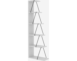 Boekenkast - Wit & Zwart - 50x150x22cm - Boekenkast industrieel- Open Kast