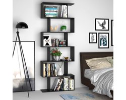 Boekenkast - Zwart - 190x70x23.5 cm - Hout - Vakkenkast - Industrieel - Kantoor - Kinderkamer - Vintage - Studeerkamer