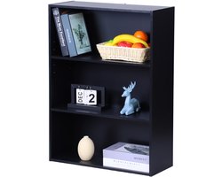 Boekenkast - zwart - 60x82x24 cm - met 3 planken
