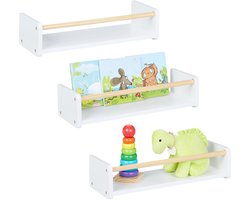 boekenplank kinderkamer - set van 3 - 50 cm - zwevend - wit