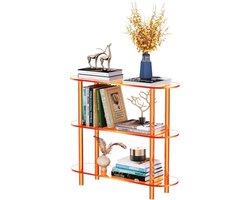 Boekenplank Transparante, Consoletafel Bijzettafel, Opbergorganizer Display Plank (3 Niveaus Oranje)