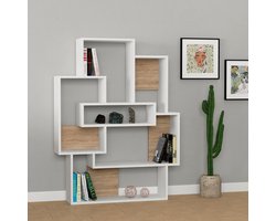 Boekenplank Woody Fashion | 101 x 22 x 132 cm | Eiken-wit-design