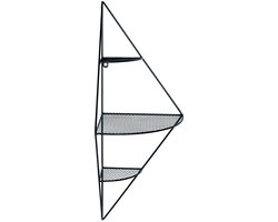 Boekenplank – Zwart staal met gaasplanken – Compact industrieel ontwerp – 70 cm hoog, 36 cm breed, 26 cm diep