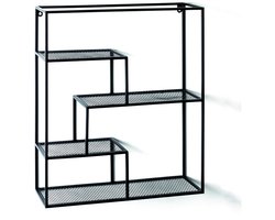 Boekenplank – Zwart staal met gaasplanken – Industrieel ontwerp – 60 cm hoog, 50 cm breed, 18 cm diep