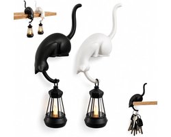 Boekenplankverlichting - Boekenplanklantaarn - Boekenplank-leeslamp - Decoratieve verlichting - Decoratieve haken - Met lantaarn in vintagestijl - In de vorm van een kat - Nachtlampje met warm licht – Miniatuur-landschapslamp in vintage boekstijl