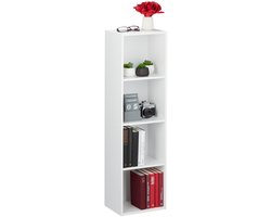 boekenrek - 4 vakken - 106 x 30 x 23 cm - open - smal - wit