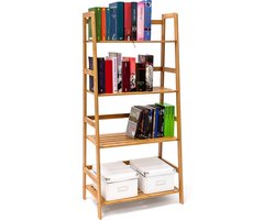 boekenrek - bamboe - 4 vakken - 120 x 57 x 31 cm - open