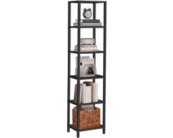 Boekenrek - Boekenkast - Boekenkast industrieel - Boekenkastje - 6 Lagen - Boekenkasten Zwart - IN-HOMEXL - Zents - 38x27x165 cm