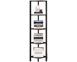 Boekenrek - Boekenkast - Hoekrek Met 5 Planken - met LED - Boekenkast Industrieel - Boekenkastje - IN-HOMEXL - Ergon - 25x25x120cm