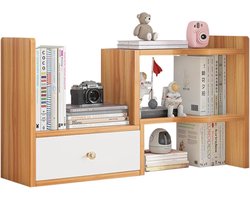 Boekenrek bureauorganizer bureaurek - Hout - MDF-plaat - Slaapkamer kantoor werkkamer - Houtkleur - Met lade .