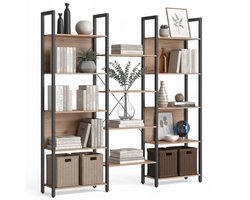 Boekenrek industrieel - 166x158x24 cm - lichtbruin