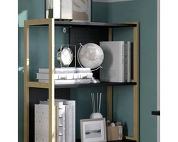 Boekenrek Industrieel – Industrialhome MetroRack Zwart – Staand Rek 63x120 cm – Modern Open Kantoorrek met 3 Planken – Boekenkast MDF & Metaal – Opbergkast voor Woonkamer, Kantoor & Slaapkamer