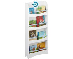 boekenrek kind - 124 cm hoog - 4 planken - tot 24 kg - kinderkamer - wit