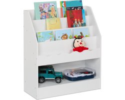 boekenrek kind - 4 planken - 1 vak - tot 13 kg - 80 cm hoog - kinderkamer - wit