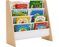 Boekenrek kind - 60x63x39 cm - hout - wit-natuur