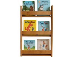 Boekenrek Kind - Boekenkast Kinderkamer – Wandboekenrek 3 Lagen – Kinderboekenrek Wand - MDF Walnoot – 95x52x10 cm