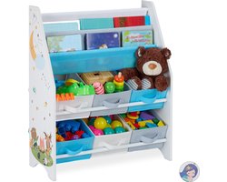 boekenrek kind - dieren - 6 manden - 74 cm hoog - speelgoedkast - kinderkamer