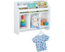 boekenrek kind - met 3 haakjes - wandrek - tot 12 kg - 51,5x60x17,5 cm - kinderkamer