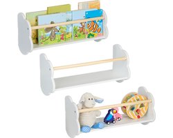 boekenrek kind - wolk - 3 boekenplanken - 50 cm - wandplank kinderkamer