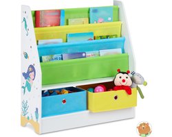 boekenrek kind - zeemeermin - 2 manden - 3 vakken - 74 x 71 x 23 cm - kinderkamer