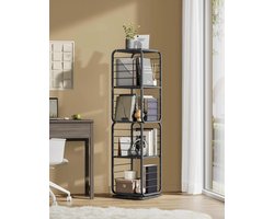 Boekenrek - Roterend - Boekenplank - Kastje - Zwart - Boekenkast - Kast - Dressoir - Kast Woonkamer - Woonkamer - Garderobe - Organizer - Opbergkast - Opbergkasten