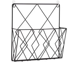 Boekenrek - Tijdschriftenhouder voor wandmontage - Postrek - Post organizer - Metaal - Postvak - Tijdschriftenrek - Lectuurrek - Wandplank - Wandrek - Voor Thuis, Kantoor, Slaapkamer, Woonkamer - 26 x 25 cm - Zwart