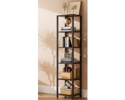 Boekenrek Zwart – Smalle Open Boekenkast – Industrieel – 5 Planken - IN-HOMEXL - Zents - 38x27x165 cm