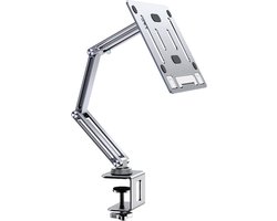 Boekenstandaard Om Te Lezen Met Klem, Handsfree Boekenstandaard, In Hoek Verstelbaar, Ergonomisch Ontwerp, Draagbaar, Opvouwbaar, Elastische Boekenhouder, voor Projector, Online Leren(Color:Silver-02)