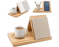 Boekenstandaard van hout, driehoekig leescult, voor boekenkast, tablets en e-readers, lezen, boeken en nachtkastje, boekenhouder voor bureau, cadeaus voor leesatten