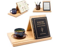Boekenstandaard van hout, driehoekige leescult voor boeken, tablets en e-readers, lezen, boekhouder voor bureau, nachtkastje en boekenkast, cadeaus voor leesatten
