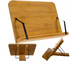 Boekensteun Bamboe – Duurzame Boekenstandaard & Tablet Houder – Houten Receptenboekhouder voor Keuken, Kantoor & Bureau