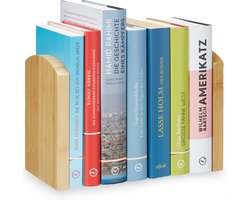 boekensteun bamboe - set van 2 - voor cd's - dvd's - boekenstandaard
