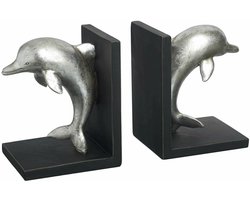 Boekensteun Dolfijn Zilver - 14,5 x 11,5 x 10,5 cm.