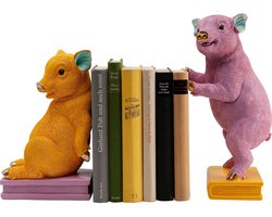 Boekensteun geel en paars varkens (2/Set) Kare Design