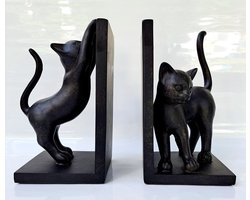 Boekensteun katten hoogte 21 cm CT12 zwaar en hoog model - Decoratie - polyresin -polystone - poes katten kitten - kat