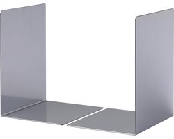 Boekensteun metaal L, set van 2 stuks, zilver
