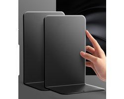 Boekensteun - Metalen Boekenhouder - Boekenstandaard - Set van 2 - Zwart