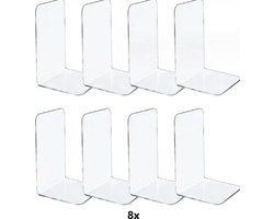 Boekensteun Plexiglas - 8 Stuks - Boekensteunen - Plank Organizer - Doorzichtig Boekenstandaard - Boekenhouder - Boekenrek - Transparant