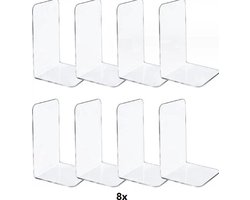 Boekensteun Plexiglas - 8 Stuks - Boekensteunen - Plank Organizer - Doorzichtig Boekenstandaard - Boeksteun - Boekenhouder - Boekenrek – Transparant