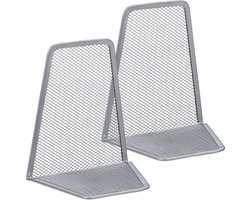 boekensteun - set van 2 - boekenhouder - metaal - zilver